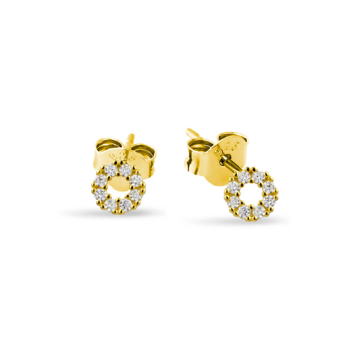 Indulge Sterling silver gold plated circle CZ cluster stud earrings