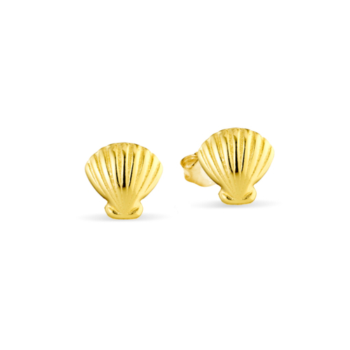 Yellow Gold Plated Sterling silver shell stud earring