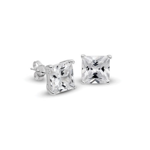 Indulge Sterling silver square claw set stud earrings