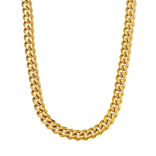 Indulge Yellow Gold Plated Stainless steel cuban link chain - 60cm