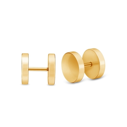 Yellow Gold IP Stainless steel men’s circle single stud