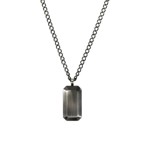 Indulge Stainless Steel men’s antique finish dog tag pendant necklace with matte chain