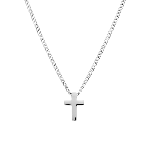 Men’s stainless steel open curb chain necklace with cross pendant