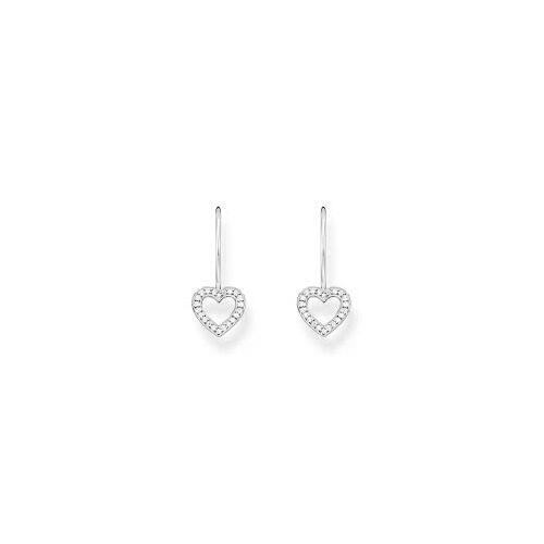 Thomas Sabo Earrings heart-shaped with white zirconia - silver