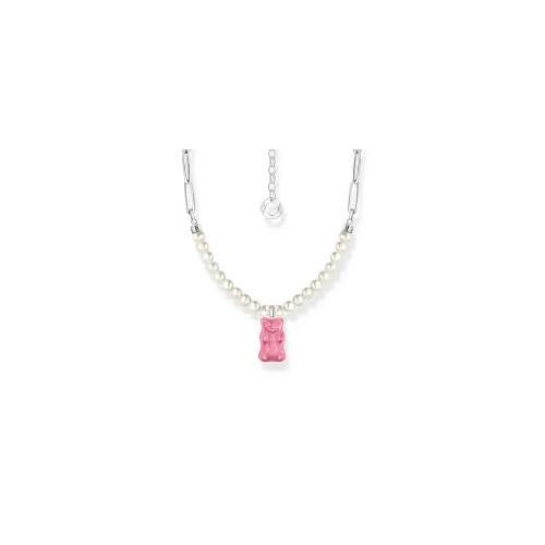 Thomas Sabo Link necklace with Pink Goldbear & freshwater pearls