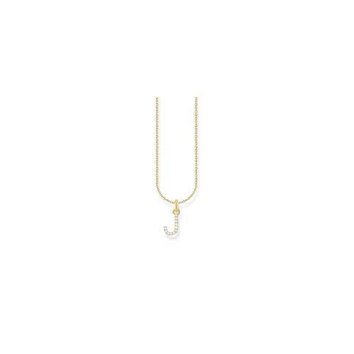 Necklace with letter pendant J and white zirconia - gold