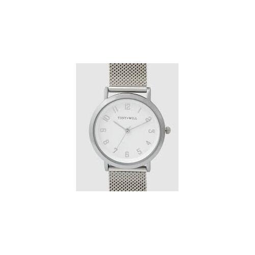 Tony + Will Astral Small Silver 36mm Mesh Watch - Silver/White/Silver