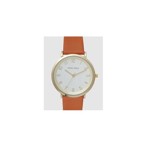 Tony + Will Astral Tan Leather 41mm Watch - Light Gold/White/Tan