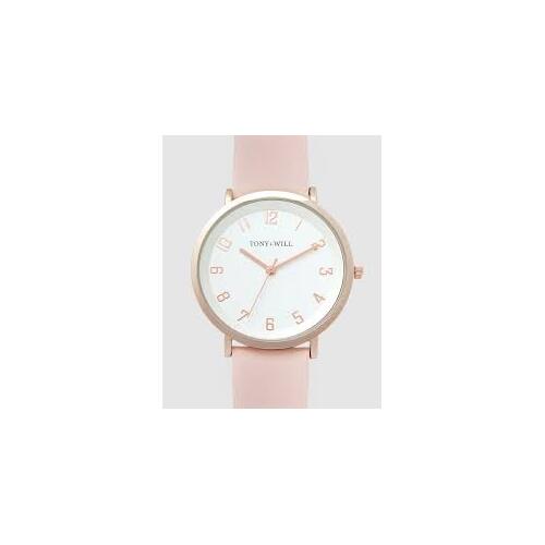 Tony + Will Astral Light Pink Leather 41mm Watch - Rose Gold/White/Light Pink