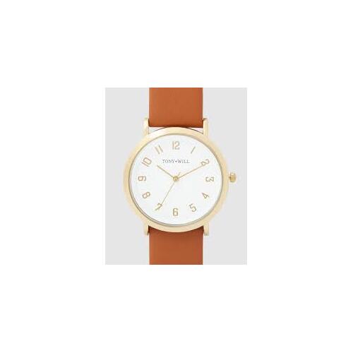 Tony + Will Astral Small 36mm Tan Leather Watch - Light Gold/White/Tan