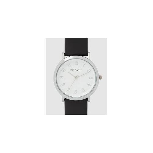 Tony + Will Astral Small 36mm Black Leather Watch - Silver/White/Black