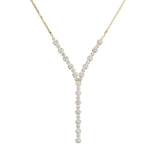 Bronzallure Golden CZ Tennis 'Y'  Necklace