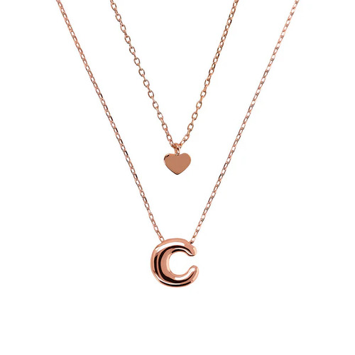 Bronzallure Double Necklace Letter C